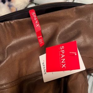 Spanx brown faux leather leggings M